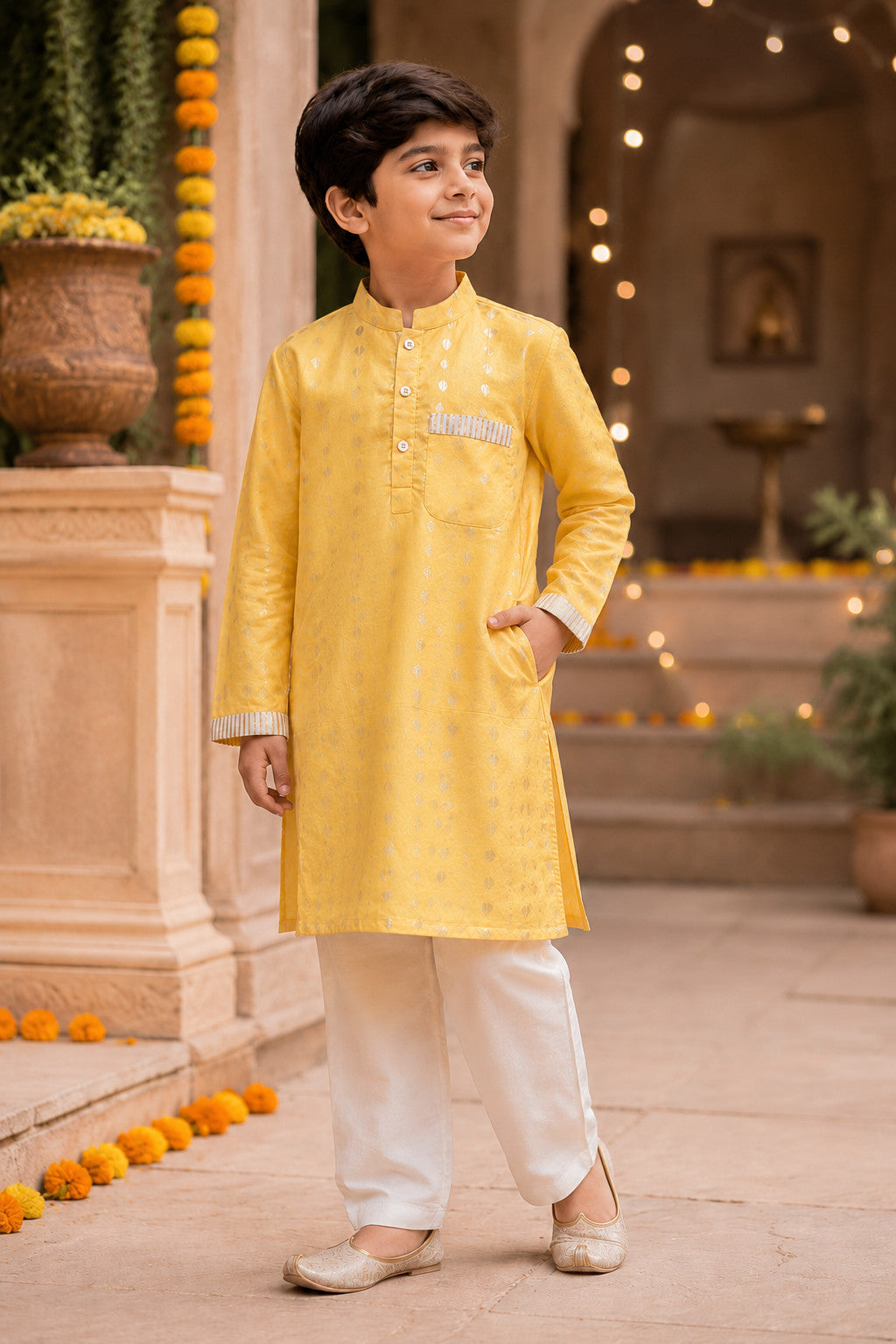 MARIGOLD HEART KURTA & PANTS SET -BOYS