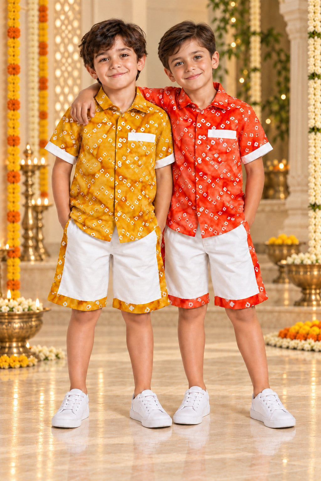 Kesariya Bandhani Shortjyama Set