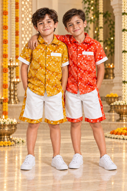 Kesariya Bandhani Shortjyama Set