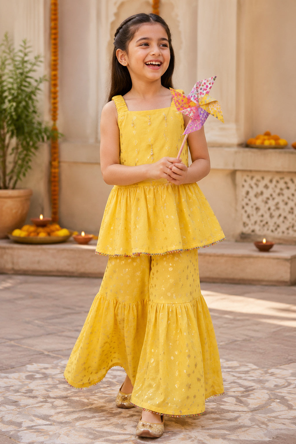 MARIGOLD HEART SHARARA SET - GIRLS