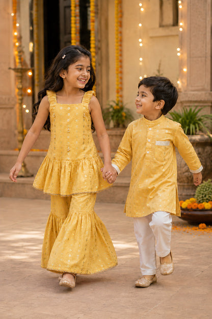 MARIGOLD HEART KURTA & PANTS SET -BOYS
