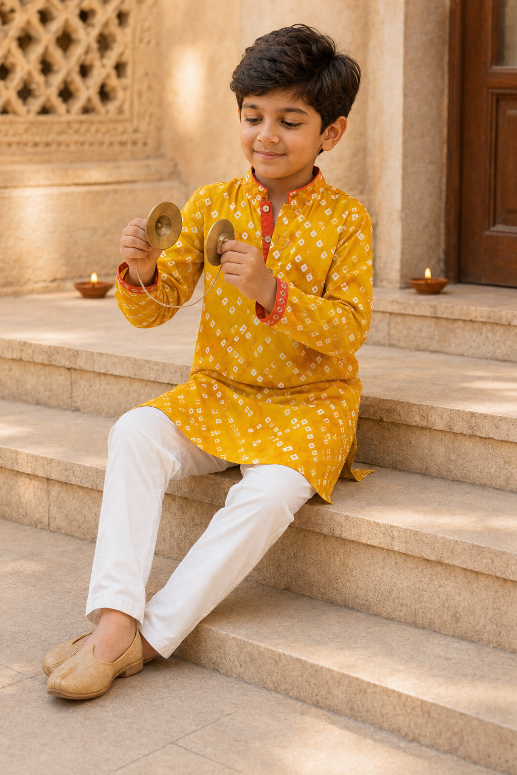 KESAR BANDHANI KURTA & PANTS SET - BOYS