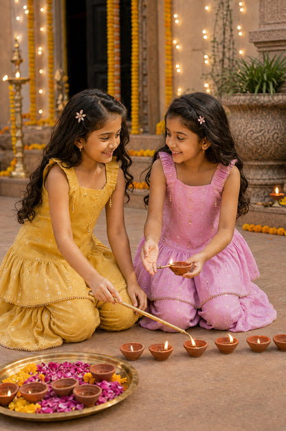 MARIGOLD HEART SHARARA SET - GIRLS