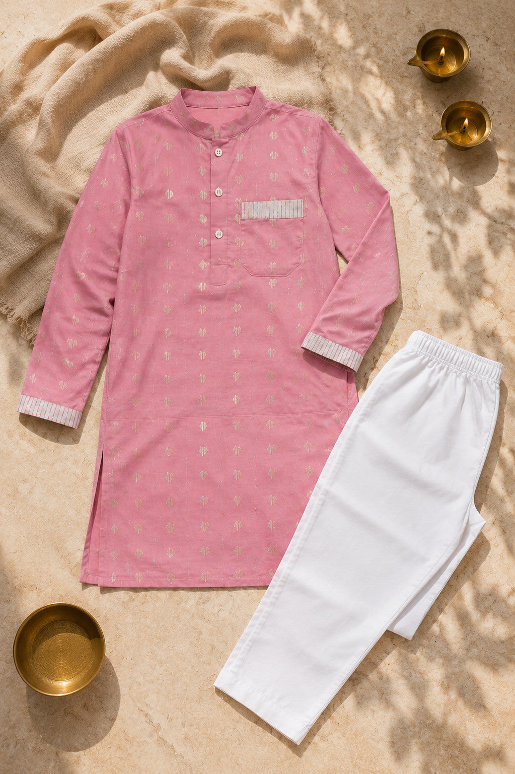 ROSE HEART KURTA & PANTS SET -BOYS
