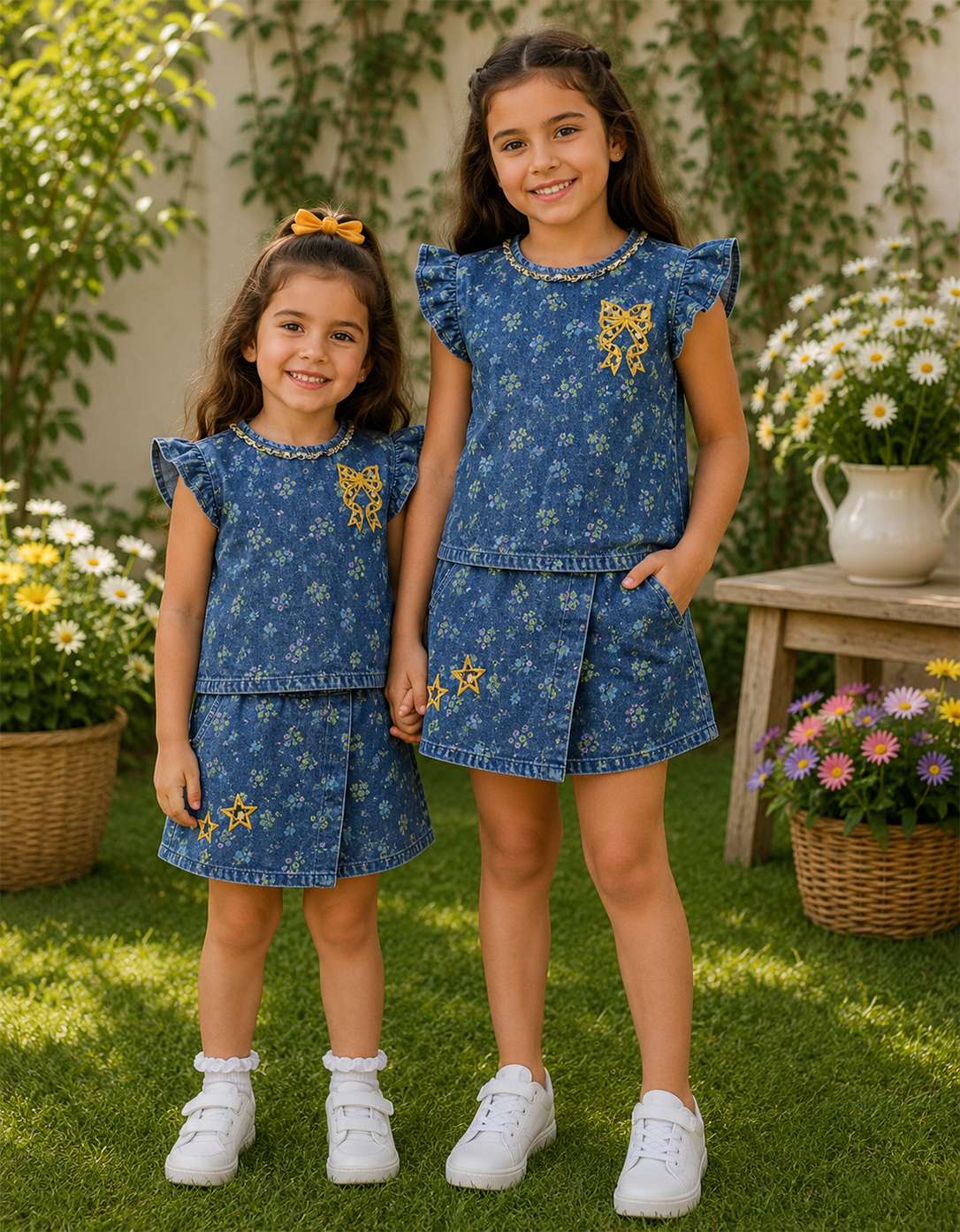 STARLIT DENIM SKORTS SET