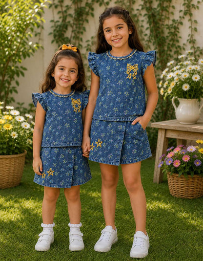 STARLIT DENIM SKORTS SET