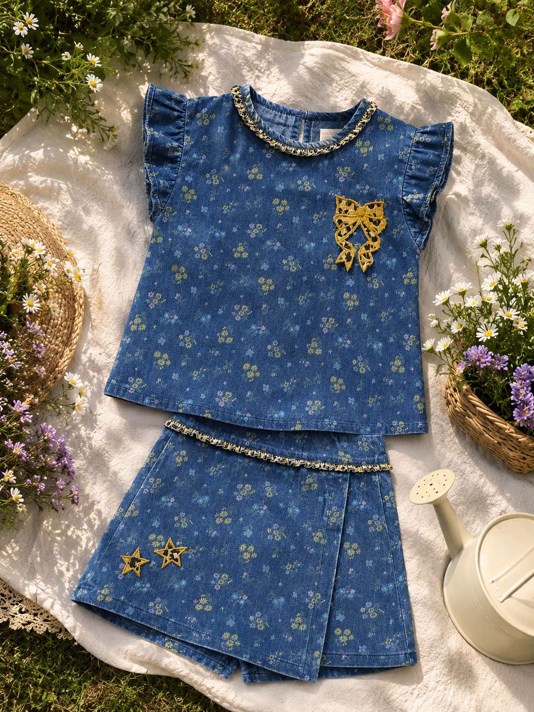 STARLIT DENIM SKORTS SET