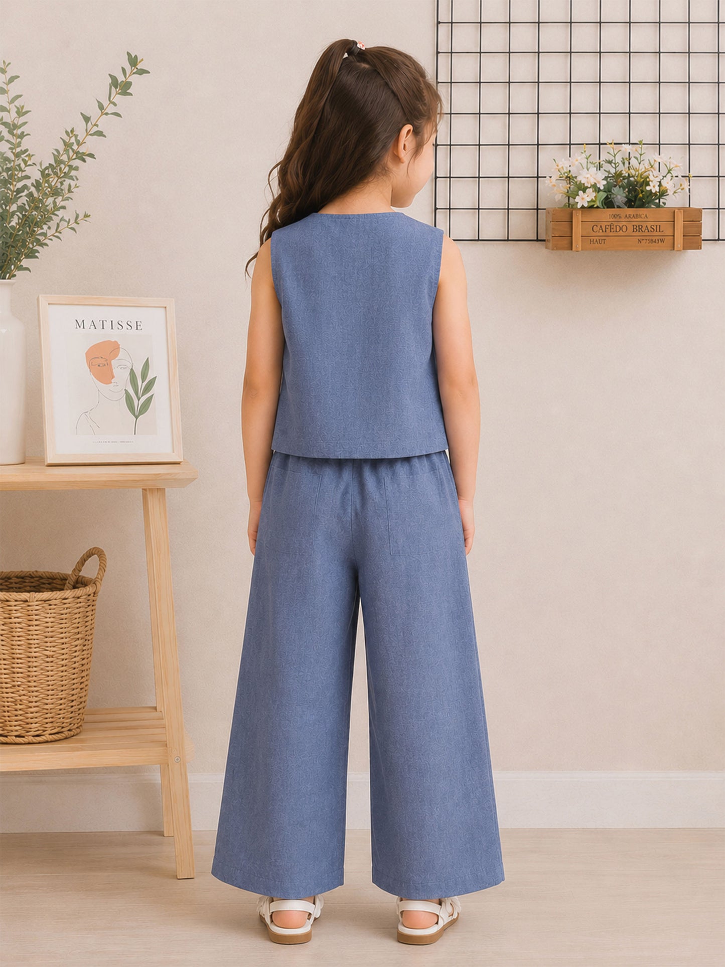ALINA CHAMBRAY VEST SUIT SET
