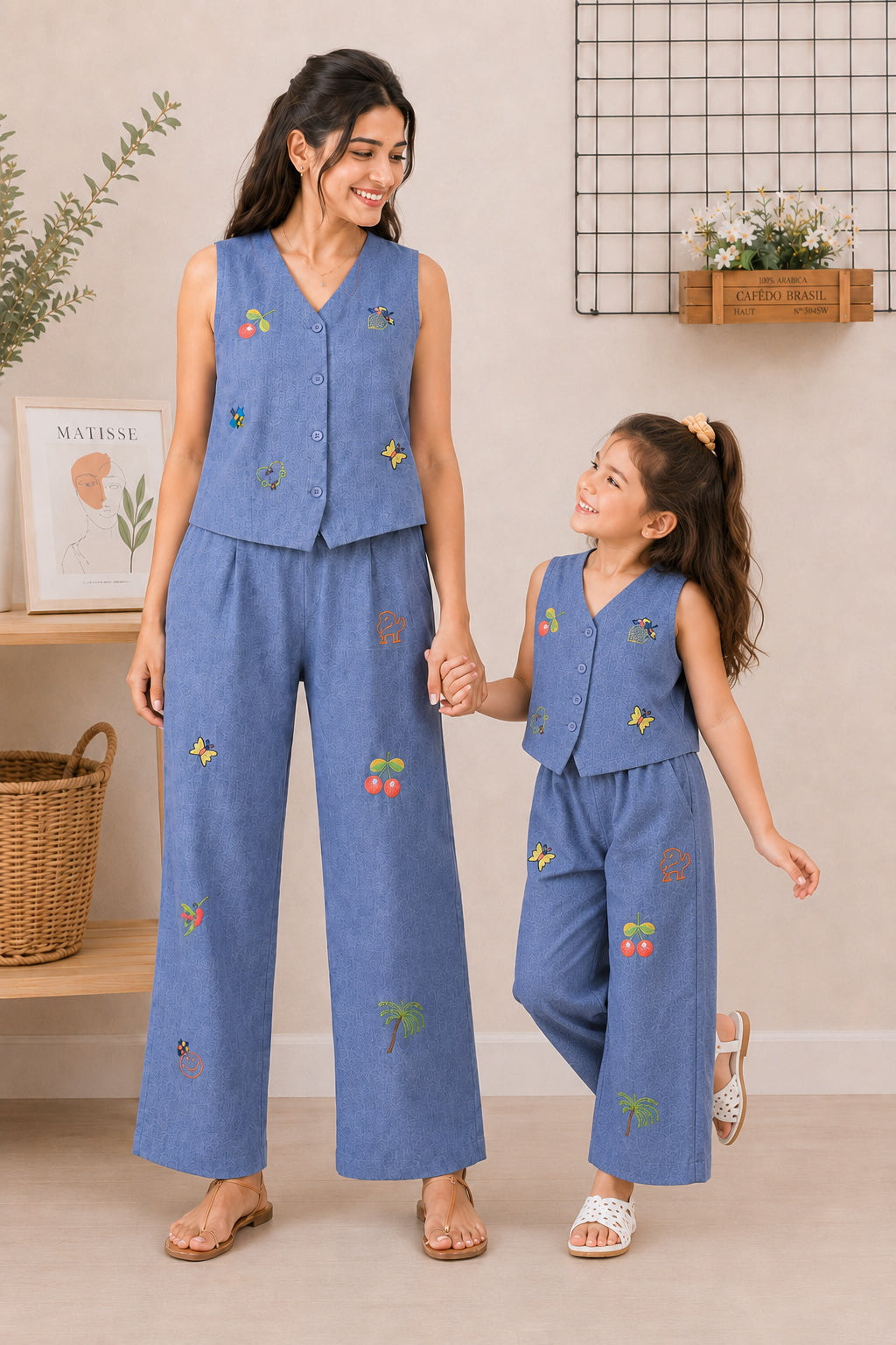 ALINA CHAMBRAY VEST SUIT SET