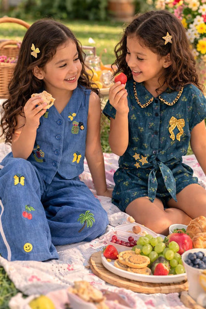 ALINA CHAMBRAY VEST SUIT SET